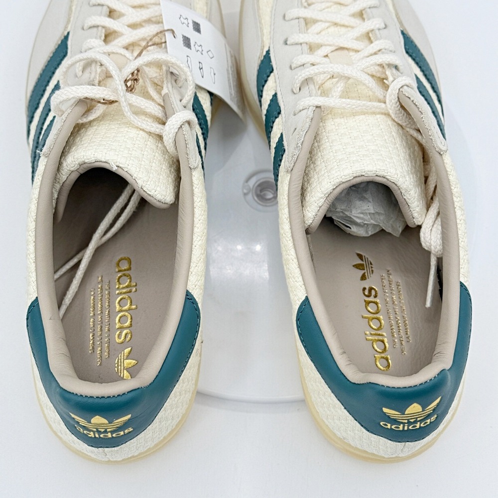 Adidas Gazelle Indoor / Size 13 Men / Woven Cream White Teal JR3837 - NEW - Picture 10 of 11